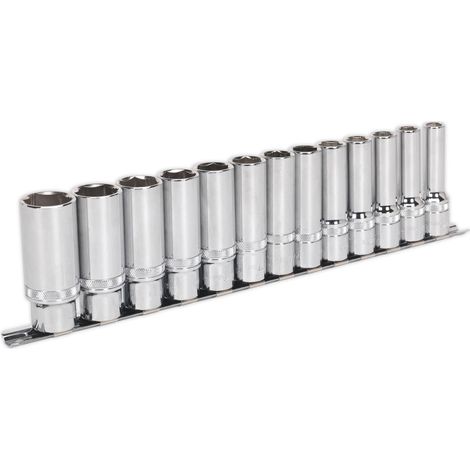 Sealey Metric Socket Set 13pc 1/2""Sq Drive Deep Lock On 6pt AK2745