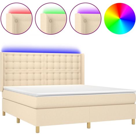 Maison Exclusive - Boxspringbett mit Matratze & LED Creme 180x200