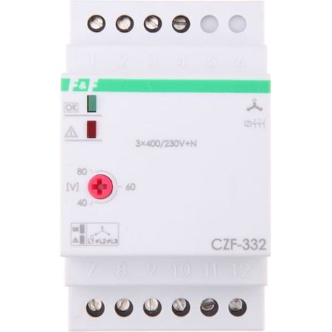 Relé de fallo de fase y asimetría con control de contacto por contactor 10A 1P 4seg 40-80V CZF-332