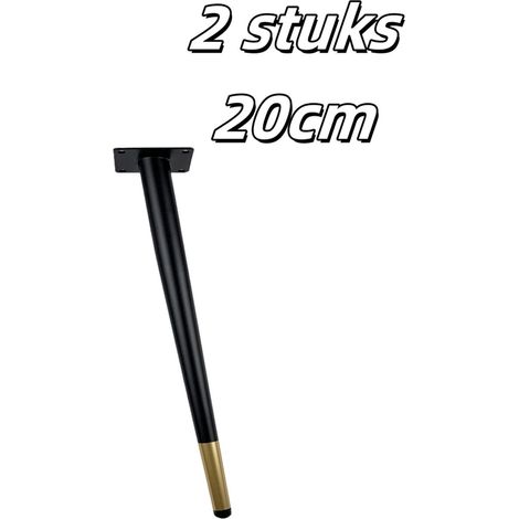 pièces - Pieds de table - Quincaillerie pour meubles - 20 cm - Coniques - Noir et or (1/5)