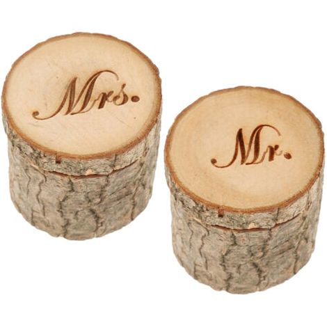 Boîte à Bagues en Bois 2 PCS Boîte de Bague Anneau Alliance Mariage Ecrin en Bois pour Mariage Proposition Fiançailles Cadeaux Créatifs Boîte à Bagues en Bois (1/5)