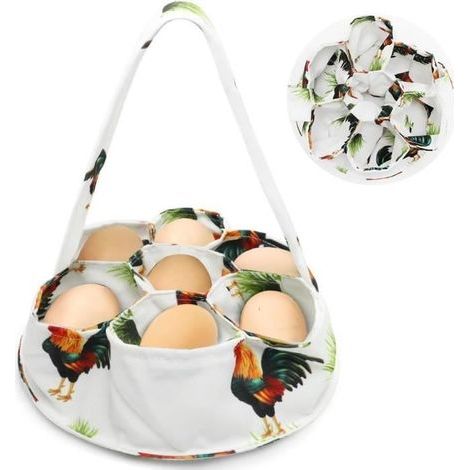Panier de collection d'œufs 20cm, pour œufs frais, avec 7 sacs, sacs de collecte d'œufs pour poulailler, poules, œufs de Pâques (1/4)
