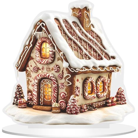 Maison En Bois - Maison En Pain D'Épices 2D Avec Socle Pour Plateau À Étages - Décoration De Noël Pour Intérieur Et Cuisine - 1 Pièce - 20 Cm (1/5)