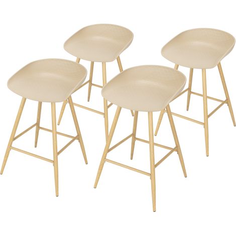 MOG CASA Juego de 4 taburetes de Bar de Color Crema con Patas de Metal de Color Madera - POLLOK (1/5)