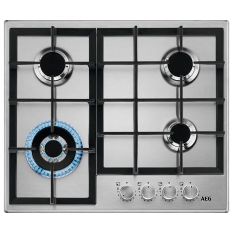 AEG HGB64420SM Piano cottura a gas Serie 6000 Slim Line 60 cm. Colore del prodotto: Acciaio inox, Posizionamento dell'apparecchio: Da incasso, Dimensione della larghezza del piano cottura: 60 cm. C...