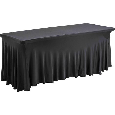 Housse nappe pour table de cocktail, réception, 180 cm noir