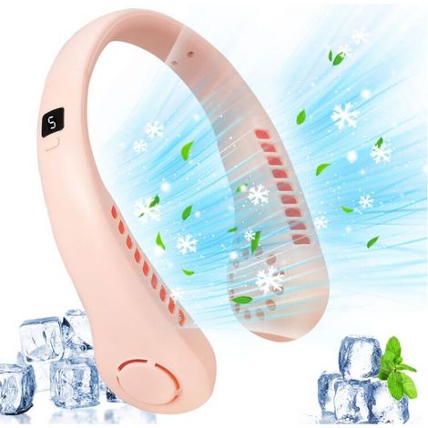 Ventilateur de cou portable sans pales, 5 vitesses, affichage numérique, 3000 mAh, grande capacité, rechargeable par USB, petit ventilateur portable (rose) FLITI (1/4)