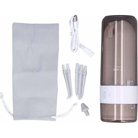 Hydropulseur dentaire portable 2000 mAh, charge rapide USB, protection IPX7, 4 modes, élimine la plaque dentaire, pour la maison et les voyages, gris foncé (1/5)