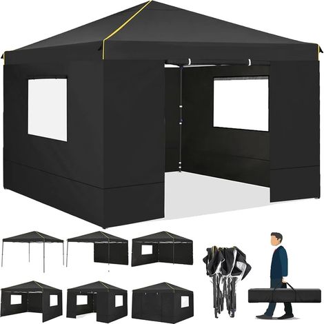 Abri de jardin, Tissu imperméable, Murs latéraux interchangeables, Noir (1/2)