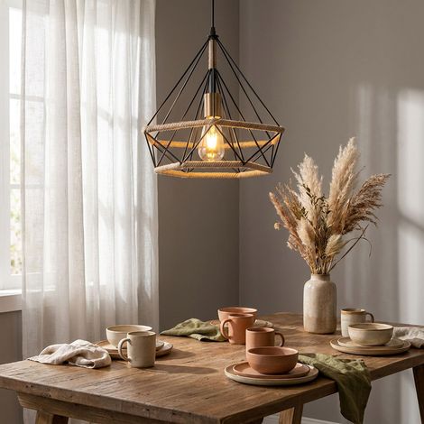 LED Hängeleuchte Hängelampe Esszimmerlampe gemustert Schwarz Metall H 150 cm (1/5)