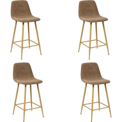 Lot de 4 Tabourets de Bar Côtelé "Roka" 93cm Taupe