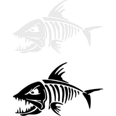 Autocollant pour voiture - Sticker mural - Os de requin creux pour voitures - 126,7CM - noir, blanc - pour voiture, camion, SUV, fenêtre, pare-chocs, ordinateur portable, moto, décoration - PVC (1/4)