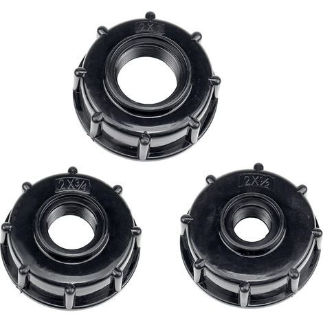 3 Pièces IBC Adaptateur de Réservoir, De Vidange Plastique Eau Réservoir Couvercle Adaptateur, S60x6 IBC Adaptateurs Raccords 1/2 3/4 1 Pouce Noir (1/5)