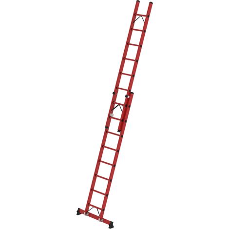 Munk Sprossen-Schiebeleiter 2-teilig GFK mit nivello®-Traverse 2x8 Sprossen