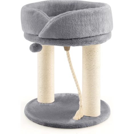 Tiragraffi con albero per gatti 43 x 43 x 53 cm con trespolo ergonomico atmosfera accogliente in truciolato grigio 200021039