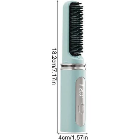 Brosse Lissante sans Fil, Rechargeable par USB, Chauffage Rapide, Fer à Boucler et Peigne Coiffant pour Tous Types de Cheveux, Couleur Bleue (1/5)