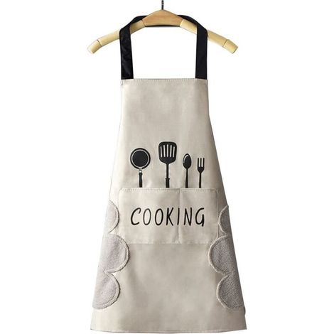 Tablier de cuisine pour femme avec poches pour essuyer les mains, grande poche, imperméable, idéal pour la cuisine et la pâtisserie. (1/4)