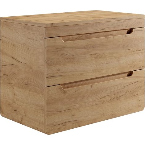 Meuble sous vasque suspendu avec planche - 80 cm - Naturel clair - ARUBA