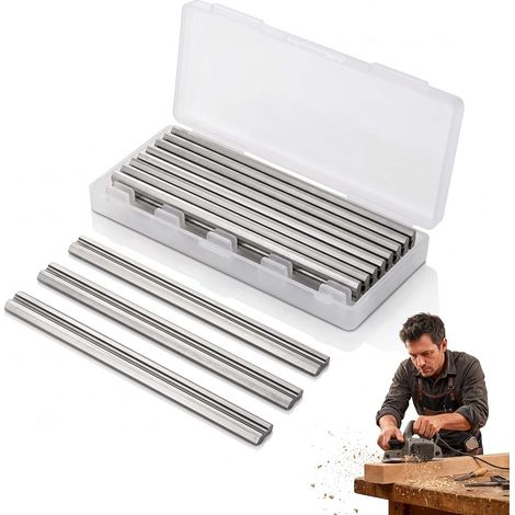 82mm HCS 65Mn Electric Planer Blades Set of 10 Reversible Woodworking Machine Manual Planer High Hardness Replacement Accessory Wear-resistant (1/5)