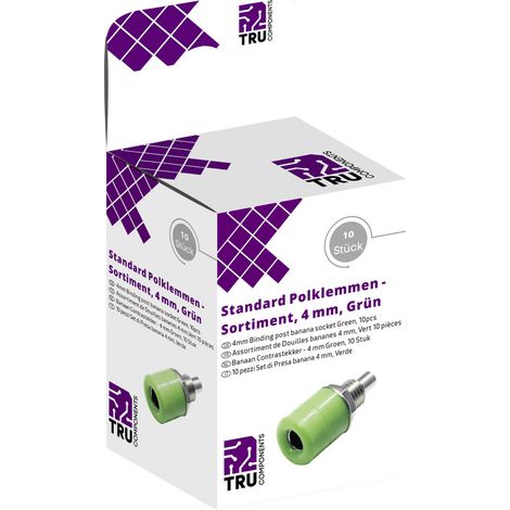 TRU COMPONENTS Laborsteckverbinder-Sortiment Buchse, Einbau vertikal Grün 10 St. (1/5)