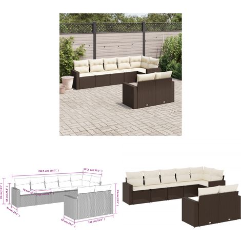 8-tlg. Garten-Sofagarnitur mit Kissen Braun Poly Rattan - Gartensofas - Outdoor Möbel - Gartenmöbel Set - Lounge Sofa - Rattan Gartenmöbel - Home & Living (1/3)