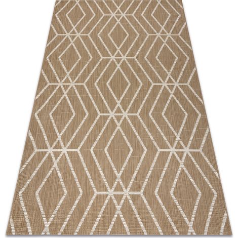 FLAT 48956265 Tapis sisal Géométrique - couleur paille beige naturel, ficelle beige 140x200 cm
