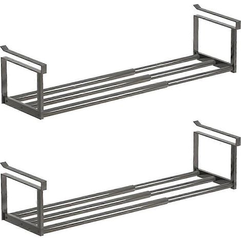 Étagère à chaussures extensible et réglable en métal noir pour entrée, chambre d'étudiant ou garage - Rangement extensible (1/5)