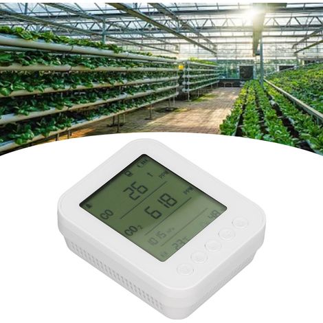 Kohlendioxid-, Temperatur- und Feuchtigkeitsdetektor, Echtzeit-Überwachungsdetektor, Fünf-in-Eins-Multifunktionsdetektor, USB-wiederaufladbar, weiß. (1/5)