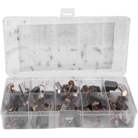 Lot de 40 balais de charbon pour moteurs électriques, 10 tailles assorties, pièces de rechange en graphite et cuivre pour outils électriques, perceuses, scies, meuleuses, moteurs (1/5)