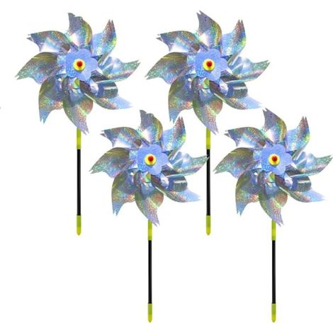 Épouvantails réfléchissants moulins à vent pour effrayer les oiseaux, lot de spécifications complètes, fixation incluse, dimensions et matière conformes, pièces multiples pour jardin et extérieur (1/5)