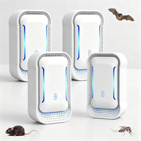 Répulsif à Ultrasons 2026 Amélioré Lot de 4, Appareil Branchable Anti Moustique, Rongeurs, Cafards, Araignées, Fourmis, Mouches, sans Chimique Sécurisé pour Animaux et Famille, Grande Surface (1/5)