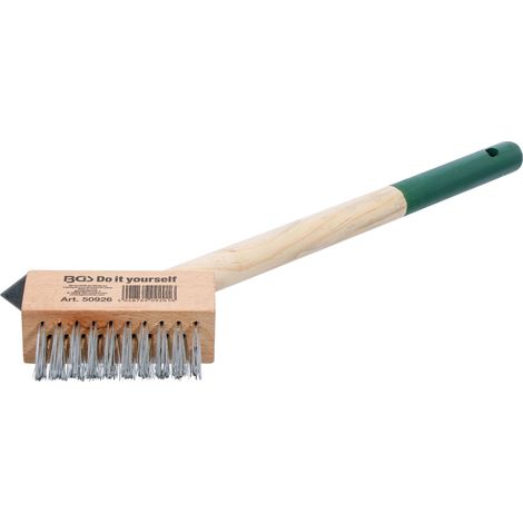 BGS TECHNIC Weed Joint Wire Brush, 50926, 300 mm, Short Handle, with Scraper