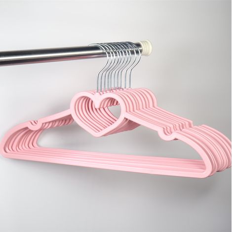 Lot de cintres en plastique forme cœur rose, antidérapants, pour vêtements et accessoires, idéal dortoir étudiant (1/5)
