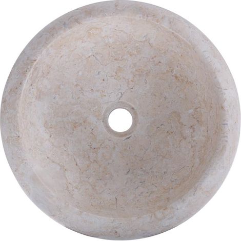 Vasque ronde à poser en marbre crème Ø40cm DN-P CREAM - 40x40x12 cm - Kayu Meuble (1/4)