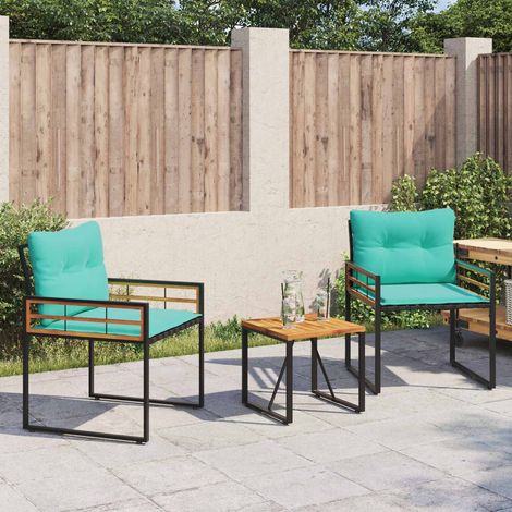 Gartenmöbel Set mit Kissen 3 pcs Türkis (1/5)