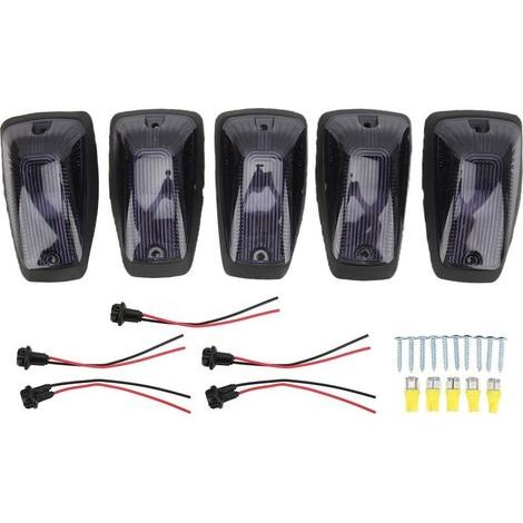 Qiilu Lumières de Toit de Cabine 5 Set Lumière de Toit de Voiture 12V LED Lumières de Dégagement de Toit Universelles Feux de Gabarit de Dégagement Supérieurs SUV Pickup Truck Top Light Cab Dome Light (1/5)