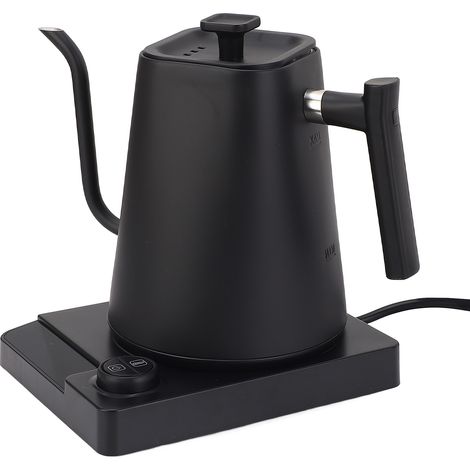 Bouilloire électrique à col de cygne avec contrôle de température, écran LED, en acier inoxydable 304, pour café filtre ou thé, finition noire mate, 1200 W, prise européenne 220 V (1/5)