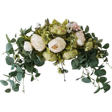 Guirlande de Fleurs Artificielles, Fausses Fleurs Florales Vignes Mur Verdure Guirlande pour Accrocher la Décoration de Porte Mariage Cérémonie Toile de Fond Arc Table (White) (1/5)