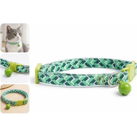1 Pièce Collier Coloré en Polyester pour Chat et Chien, Longueur de Corde 25 cm, Tour de Cou 15-30 cm, Collier Réglable avec Clochette (1/5)