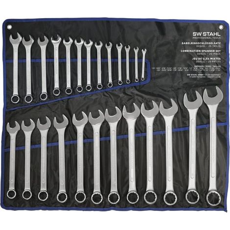 SW-Stahl 00922L Gabelringschlüsselsatz 1/4 11/4 Zoll, 25-teilig I Ringschraubenschlüssel I Doppel-Schraubenschlüssel I Ringschlüssel-Set I Maulschlüssel I Ringmaulschlüssel