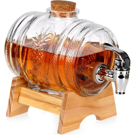 Getränkekrug mit Zapfhahn, Glasständer, Krug für Wasser und Limonade, 1 l (1/5)