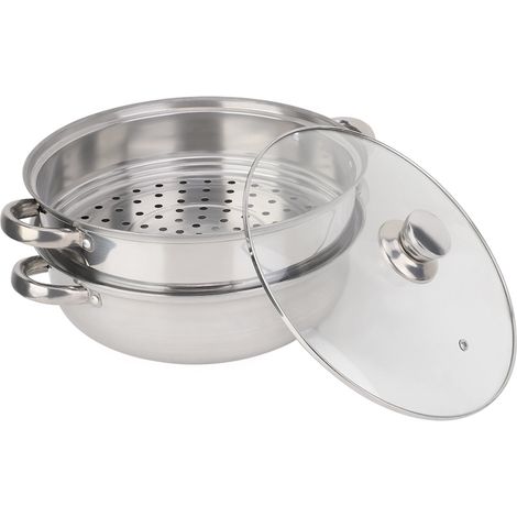 Edelstahl-Dampfgarer, 27 cm/11 Zoll, 2-lagig, Doppeltopf, Suppen-Dampfgarer (1/5)