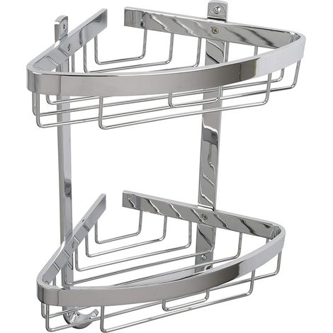 Croydex Large 2 Tier Shower Caddy Basket Bathroom Storage Organiser, Chrome (1/5)