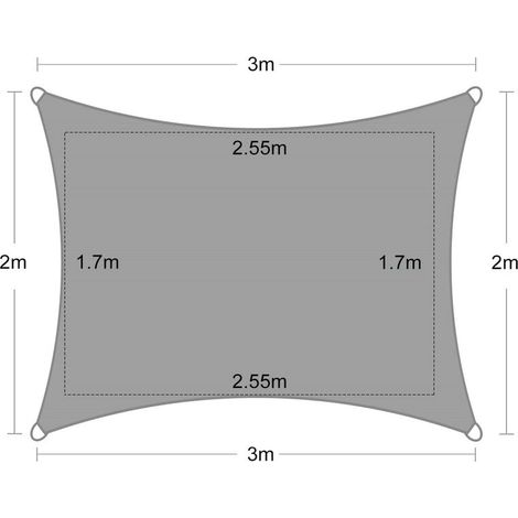 Toldo rectangular impermeable, tejido de sombra PES resistente al agua, 98 % de protección UV para patio, terraza y uso exterior, blanco, 2x3 (1/3)