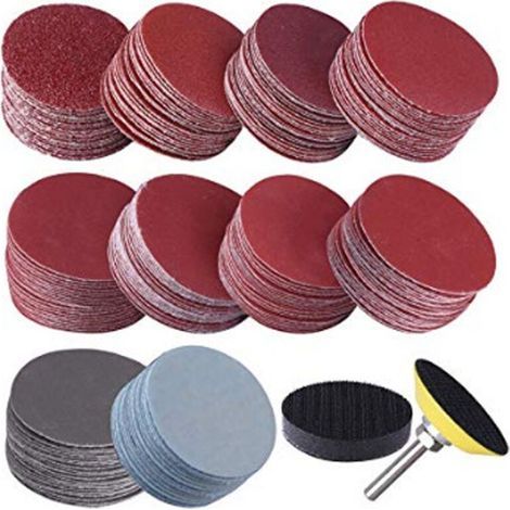 300 Pièces Disque Abrasif 50mm Disques de Ponçage Grain 80 100180 240 600 800 1000 1200 2000 3000 pour Dremel Meulage,-Versailles, (1/5)