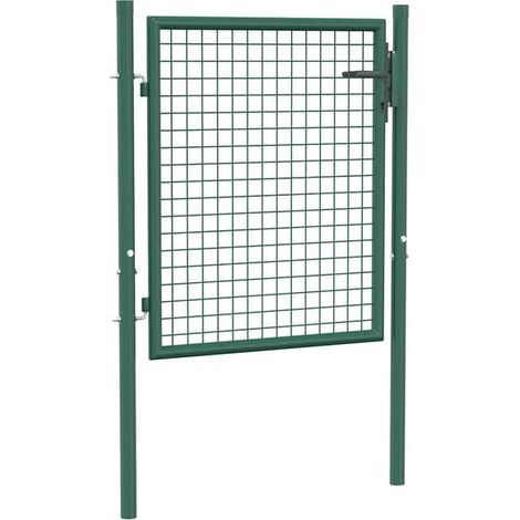 Portail de clôture en acier vert 100x75 cm