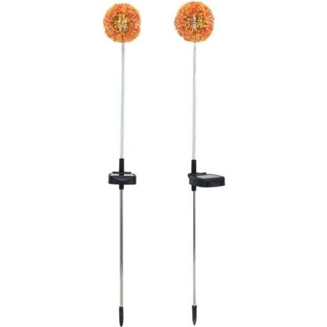 Dandelion Solar Outdoor Lights, 2-set Solar Dandelion Garden Lights, 6 Colorful LED Outdoor Lawn Lamp for Patio, Yard, Balcony (6 LEDs) (6 Orange LEDs (Set of 2))