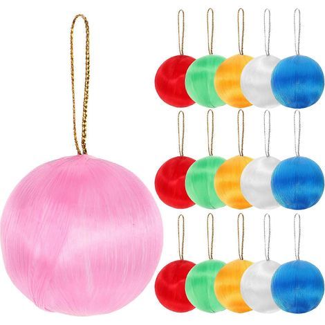 30 bunte Weihnachtskugeln aus Seidenfaden, schneekugelförmige Anhänger (Farbe zufällig) – 4,00 x 4,00 x 4,00 cm (1/4)