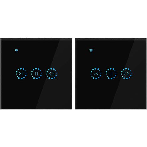Interrupteur à pression Wi-Fi 2X pour volet roulant, stores et rideaux, compatible Alexa - Noir (1/5)