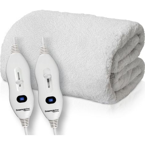 Dreamcatcher Superking Size Electric Blanket Dual Control Fitted Sherpa Fleece Heated Bed Underblanket 203x182cm 3 Heat Settings (1/5)